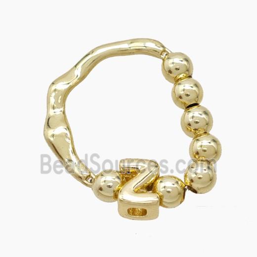 Copper Ring With Letter-Z Gold Plated