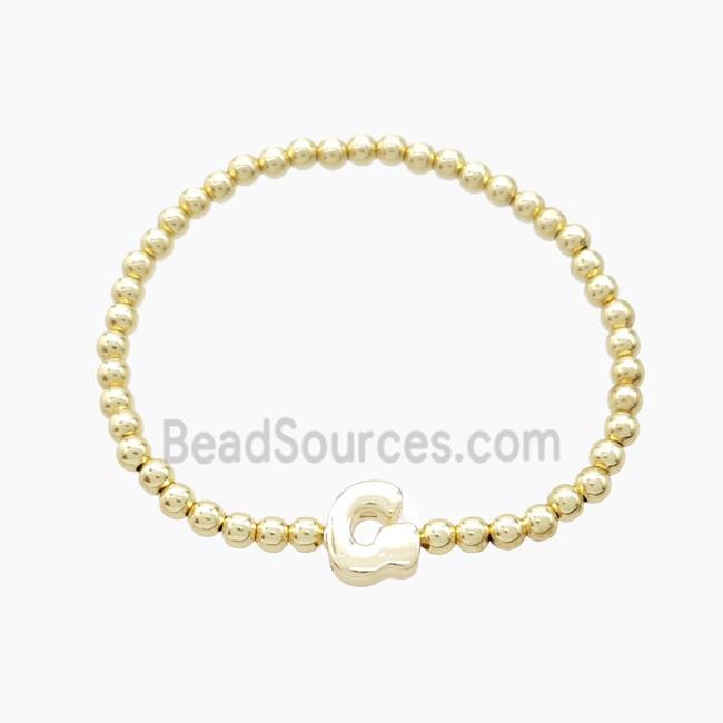 Copper Bracelet With Letter-G Stretchy Gold Plated