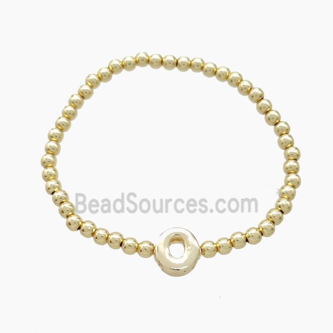 Copper Bracelet With Letter-O Stretchy Gold Plated