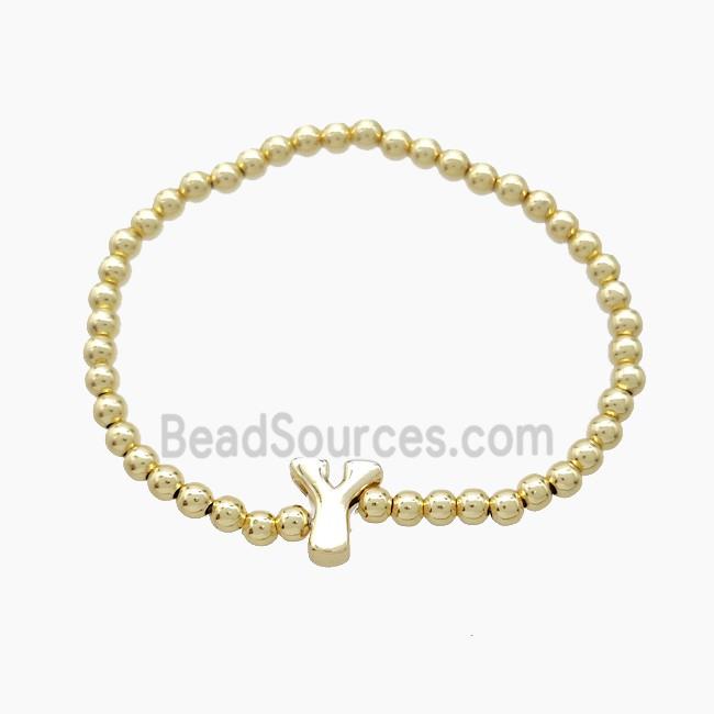 Copper Bracelet With Letter-Y Stretchy Gold Plated