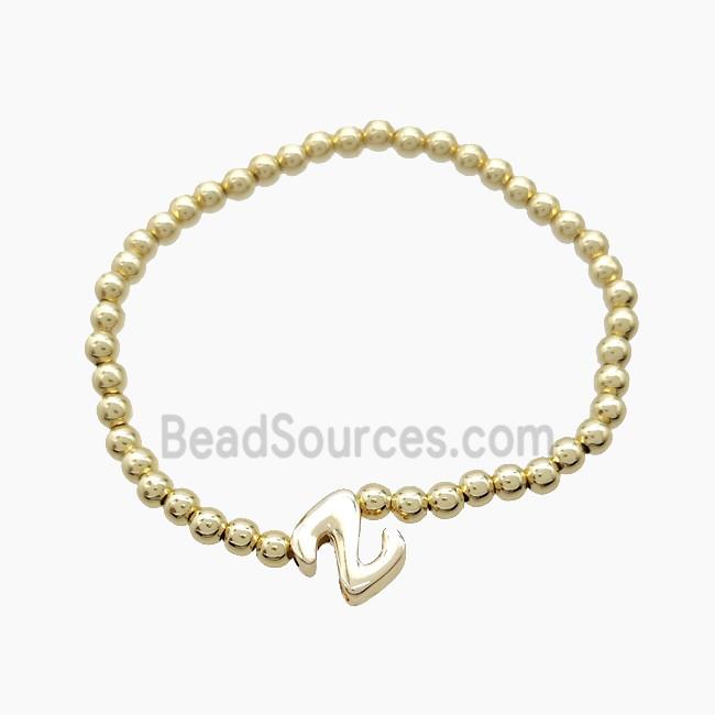 Copper Bracelet With Letter-Z Stretchy Gold Plated