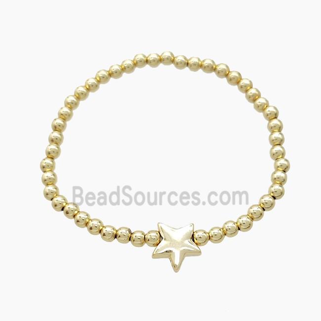 Copper Bracelet With Star Stretchy Gold Plated