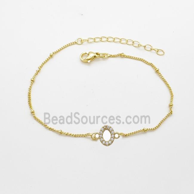 Copper Bracelet With Letter-O Pave Zirconia Gold Plated