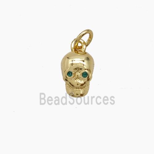 Copper Skull Pendant Pave Zirconia Gold Plated