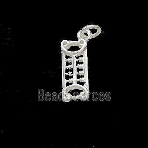 Copper Lucky Abacus Pendant Shiny Silver