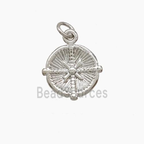 Copper Compass Pendant Platinum Plated
