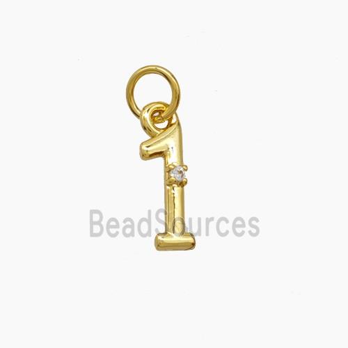Copper Number-1 Pendant Pave Zirconia Gold Plated
