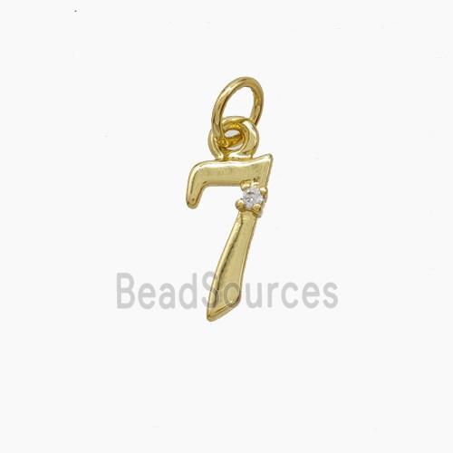 Copper Number-7 Pendant Pave Zirconia Gold Plated