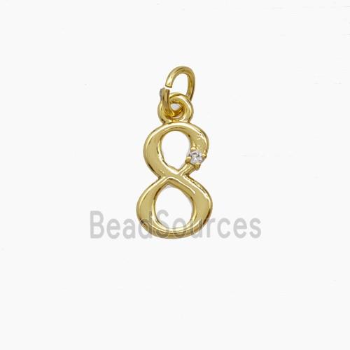 Copper Number-8 Pendant Pave Zirconia Gold Plated