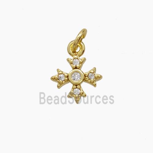 Copper Cross Pendant Pave Zirconia Gold Plated