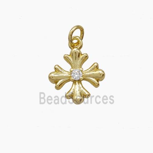 Copper Cross Pendant Pave Zirconia Gold Plated