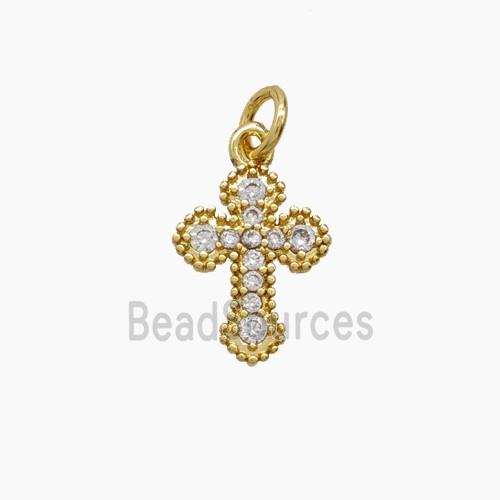 Copper Cross Pendant Pave Zirconia Gold Plated