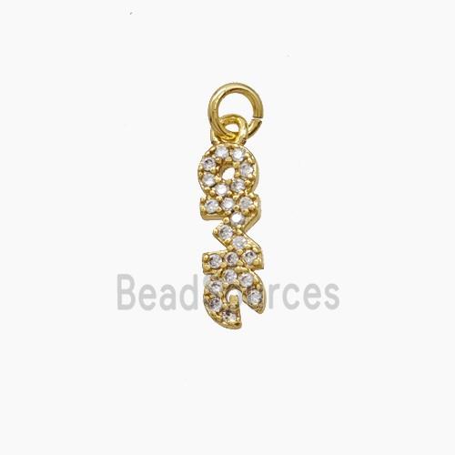 Copper OMG Pendant Pave Zirconia Gold Plated