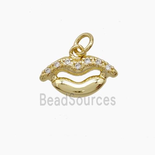 Copper Lip Pendant Pave Zirconia Gold Plated