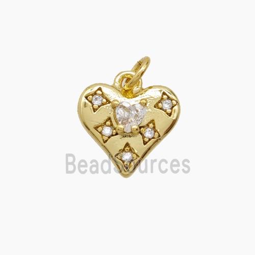 Copper Heart Pendant Pave Zirconia Gold Plated