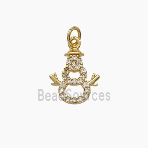 Christmas Snowman Charms Copper Pendant Pave Zirconia Gold Plated