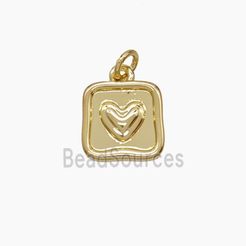 Copper Heart Pendant Square Gold Plated