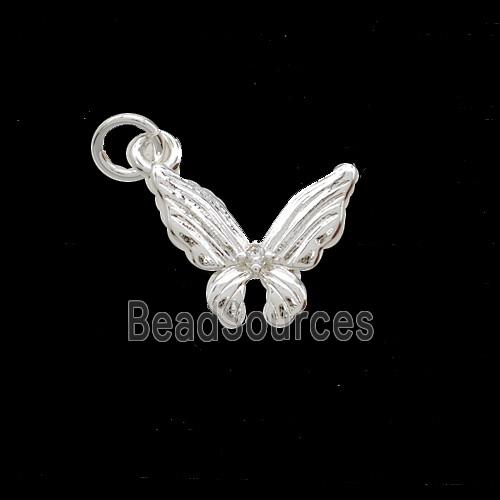 Copper Butterfly Pendant Shiny Silver