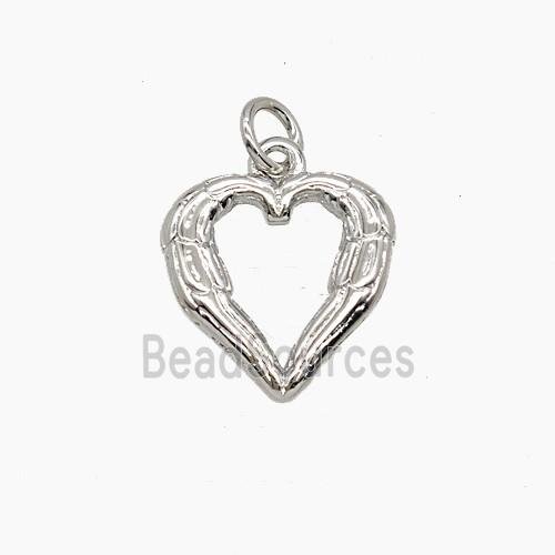 Copper Heart Pendant Platinum Plated
