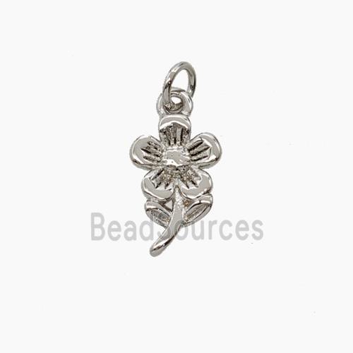 Copper Flower Pendant Platinum Plated