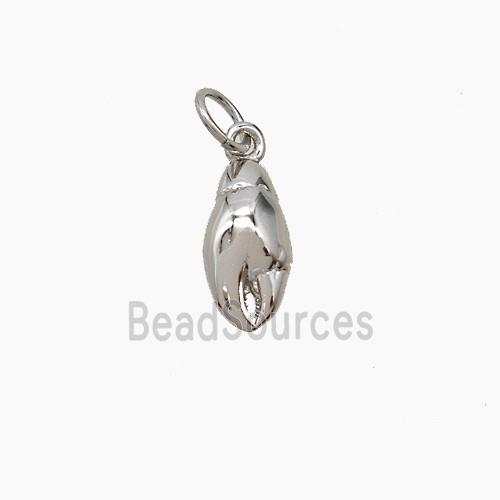 Copper Crab Claw Pendant Platinum Plated