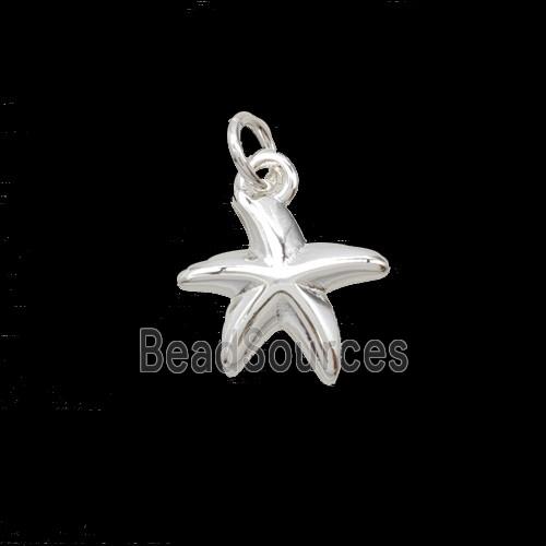 Copper Starfish Pendant Shiny Silver