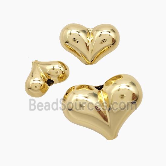 Copper Heart Beads Gold Plated