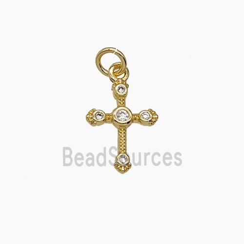 Copper Cross Pendant Pave Zirconia Gold Plated