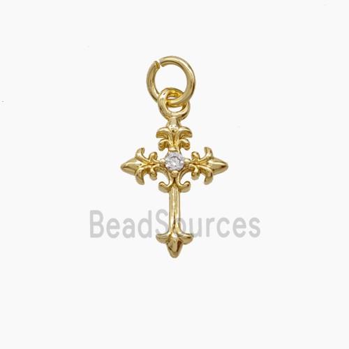 Copper Cross Pendant Pave Zirconia Gold Plated