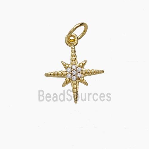 Copper Star Pendant Pave Zirconia Gold Plated