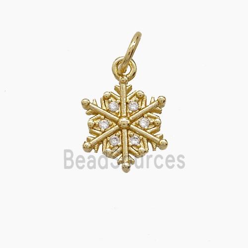 Copper Snowflake Pendant Pave Zirconia Gold Plated