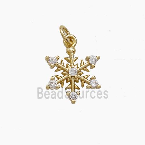 Copper Snowflake Pendant Pave Zirconia Gold Plated