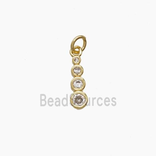 Copper Stick Pendant Pave Zirconia Gold Plated