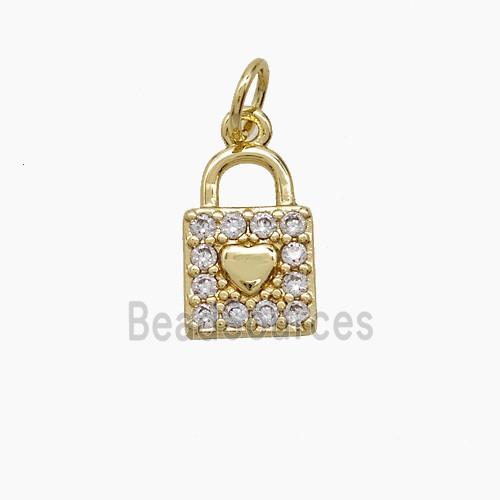 Copper Lock Pendant Pave Zirconia Gold Plated