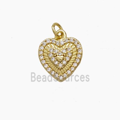 Copper Heart Pendant Pave Zirconia Gold Plated