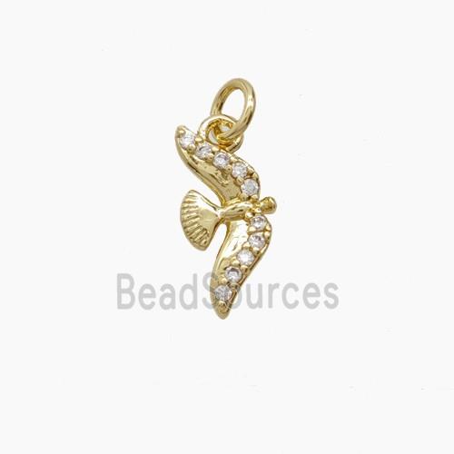 Copper Eagle Birds Pendant Pave Zirconia Hawk Gold Plated