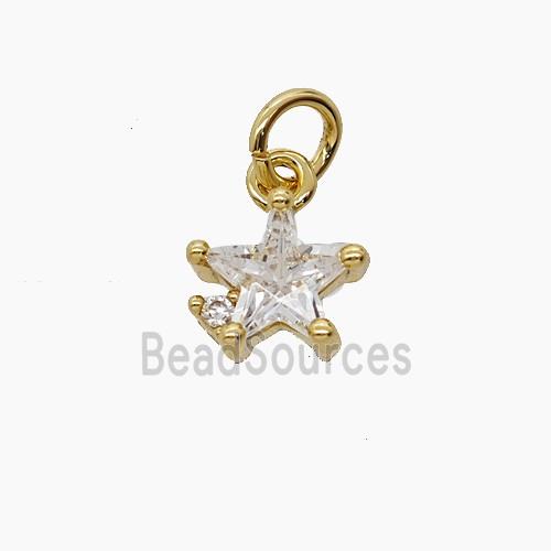 Copper Star Pendant Pave Crystal Glass Gold Plated