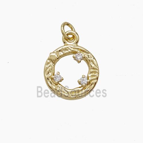 Copper Circle Pendant Pave Zirconia Gold Plated