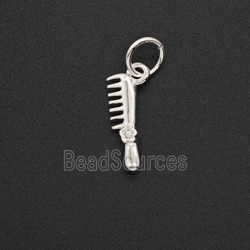 Copper Comb Pendant Shiny Silver