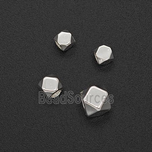 Copper Polyhedron Beads Faceted Platinum Plated