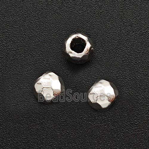 Copper Round Spacer Beads Faceted Shiny Silver