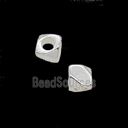 Copper Polyhedron Beads Faceted Shiny Silver