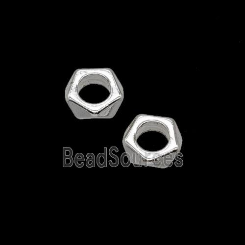 Copper Heishi Beads Faceted Shiny Silver