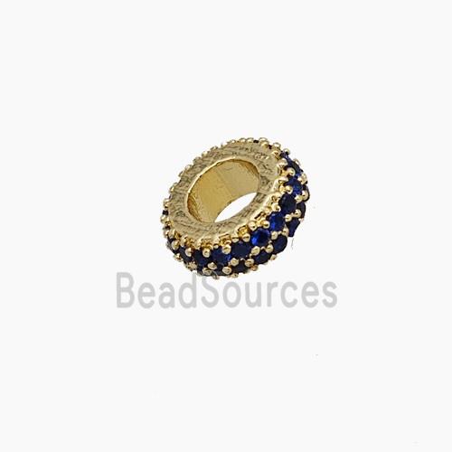 Copper Rondelle Beads Pave Zirconia Gold Plated