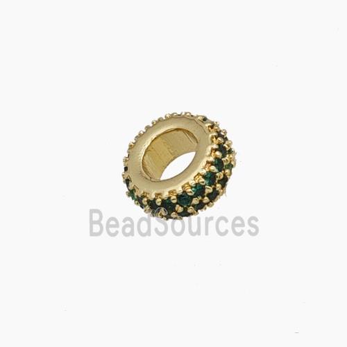Copper Rondelle Beads Pave Zirconia Gold Plated
