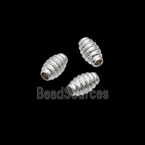 Copper Barrel Screw Beads Shiny Silver