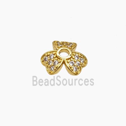 Copper Beadcaps Pave Zirconia Gold Plated