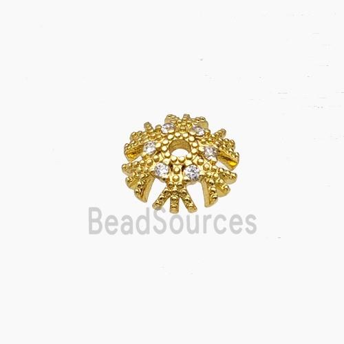 Copper Beadcaps Pave Zirconia Gold Plated