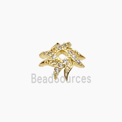 Copper Beadcaps Pave Zirconia Gold Plated