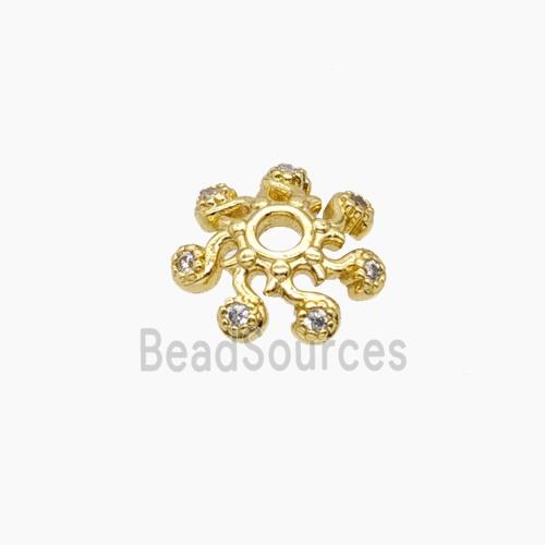 Copper Beadcaps Pave Zirconia Gold Plated